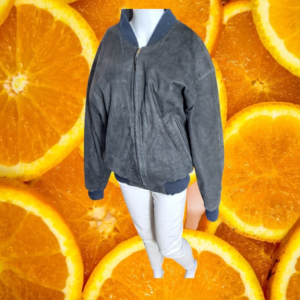 Expressions Worldwide Leather Bomber Jacket Full‎ Zip Mens L Distressed